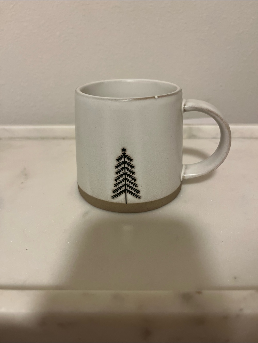Hearth & Hand White Ceramic Mug with Black Tree and Tan Accent